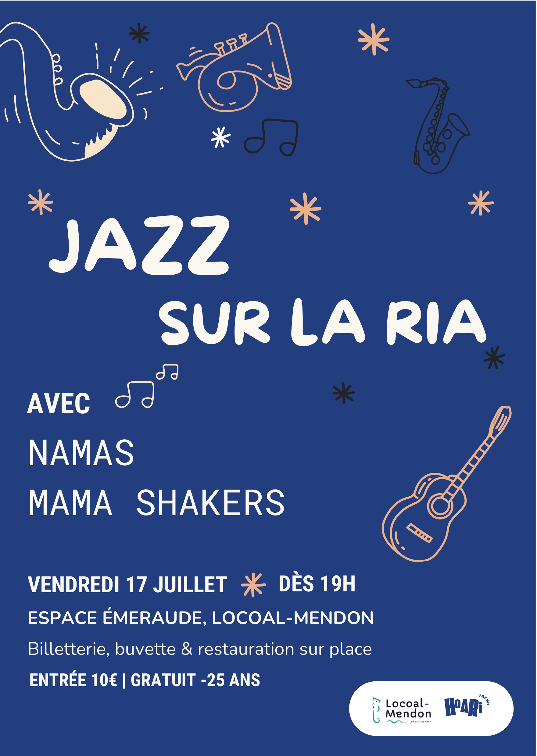 Jazz sur la Ria — Namas et Mama Shakers, vendredi 17 juillet 2026 à 19 h, Espace Émeraude Locoal-Mendon